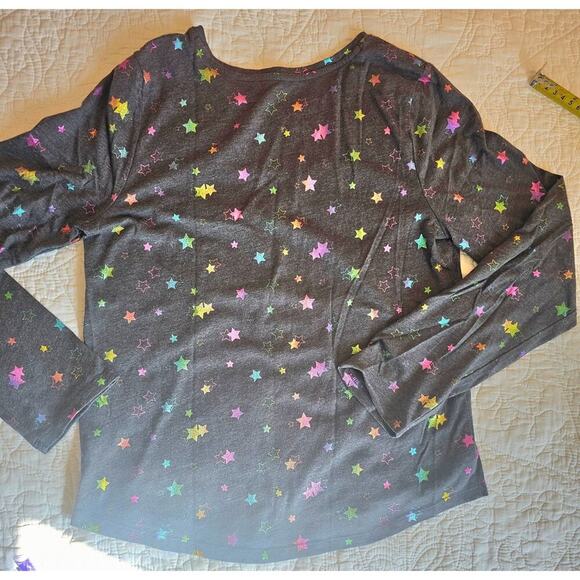Rainbow Colorful Star Print W/ A Gray Base, Girls Sz L (10/12) “So” Favorite Tee - Picture 1 of 7